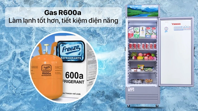 tủ mát sanaky sử dụng gas cao cấp r600a, VH 308K3L